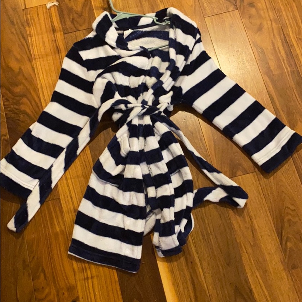 Navy and White Striped Kids Robe